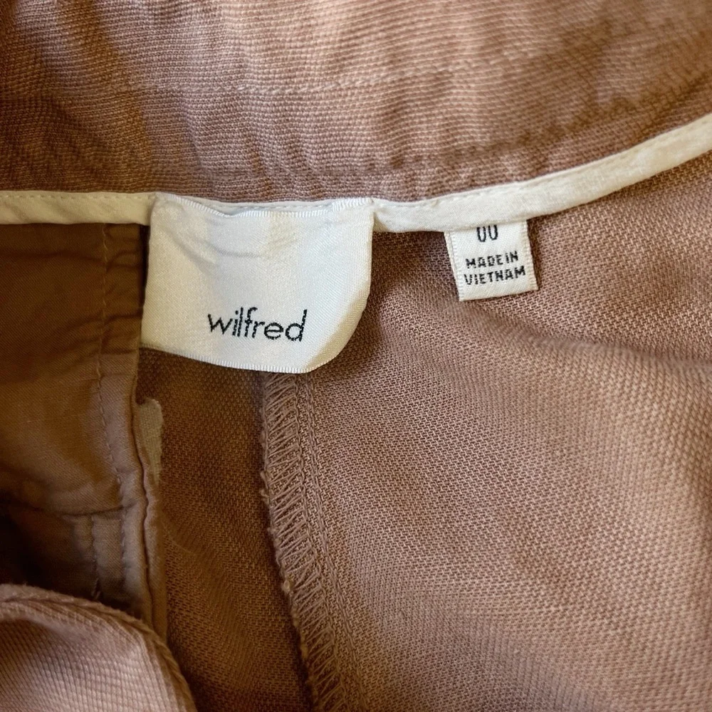 Aritzia Wilfred Allant Linen Blend Cropped Pants Womens 00 Brown Coastal Boho